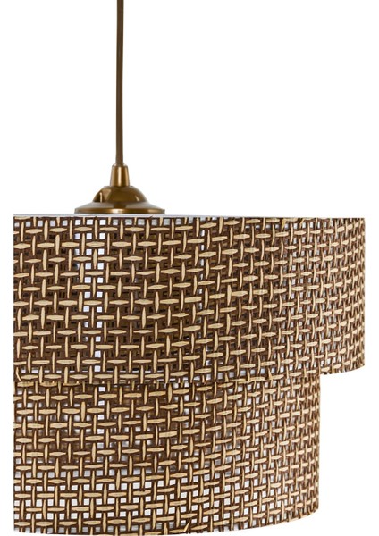 Bej Modern Doğal Hazeran Rattan 2 Katlı Sarkıt Avize