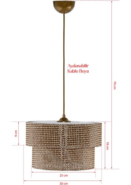 Bej Modern Doğal Hazeran Rattan 2 Katlı Sarkıt Avize