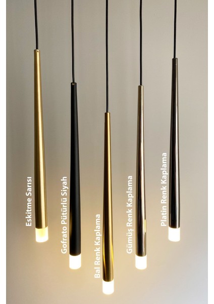 Long LED Eskitme Sarı Renk Kaplamalı Tekli LED Sarkıt