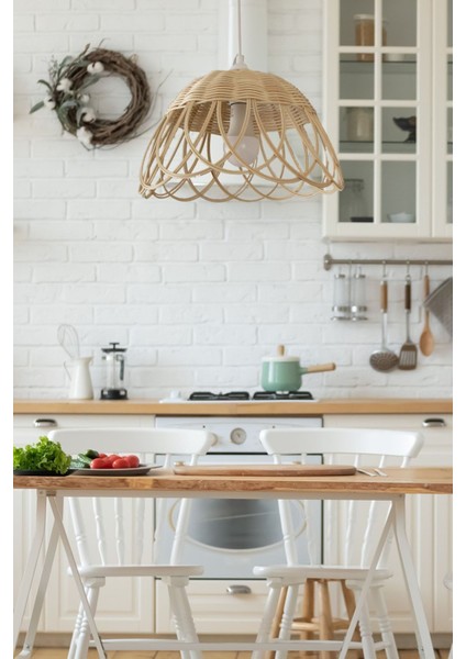 Bambu, Rattan, Hasır Sarkıt Avize 35 cm