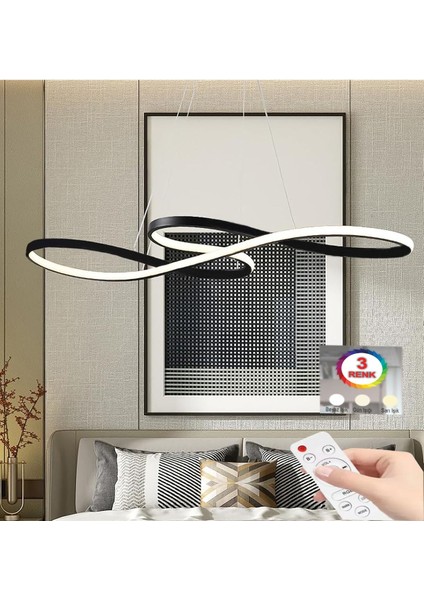 Istanbul Avize Nota Siyah Kumandalı Lüx LED Modern Ledli Avize