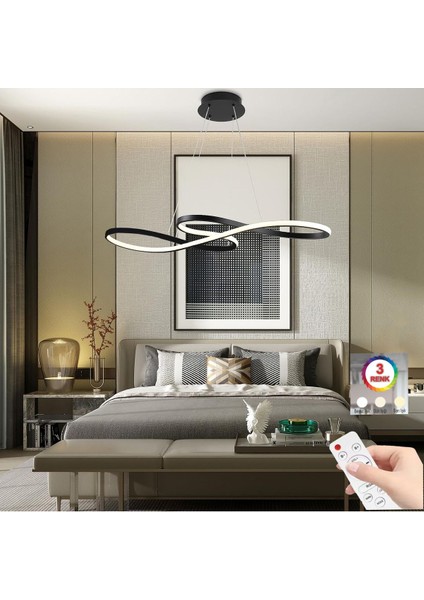 Istanbul Avize Nota Siyah Kumandalı Lüx LED Modern Ledli Avize
