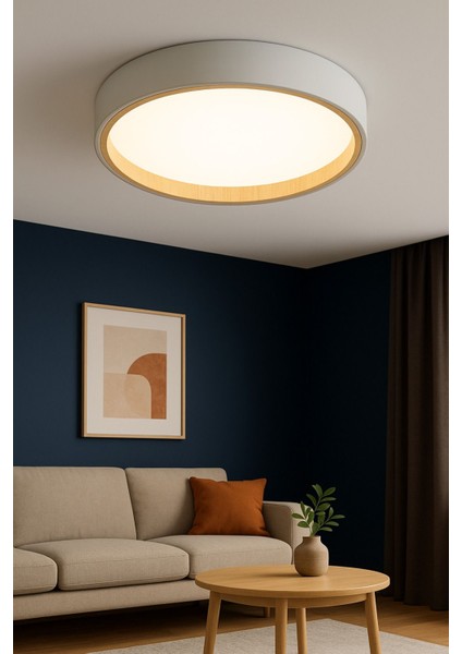 Manes Model Özel Tasarım 42 cm Büyük Boy Modern 3 Renk(Beyaz-Gün Işığı-Sarı) Plafonyer LED Avize