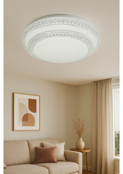Diez Model Özel Tasarım 42 cm Büyük Boy Modern 3 Renk(Beyaz-Gün Işığı-Sarı) Plafonyer LED Avize