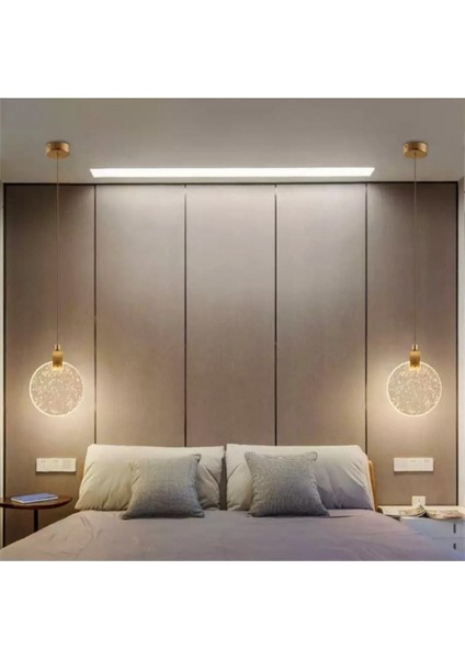 Modern Elegance Luxury Tekli Sarkıt Kristal Camlı LED Avize Gold Sarı Ledli Avize