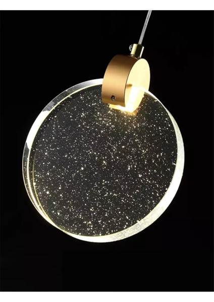 Modern Elegance Luxury Tekli Sarkıt Kristal Camlı LED Avize Gold Sarı Ledli Avize