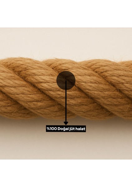 Jüt Halat Sarkıt Avize Kablolu Halatlı Rustik Lamba (100 Cm)