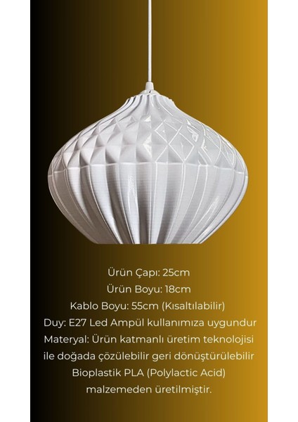 Capella Beyaz Avize Yatak Odası, Mutfak, Oturma Odası Tasarım Tekli Sarkıt Avize (Plastik) E27