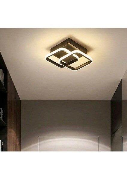 Kare Hol,antre,yatak Odası,çocuk Odası Için Modern LED Avize Siyah Kasa Günışığı