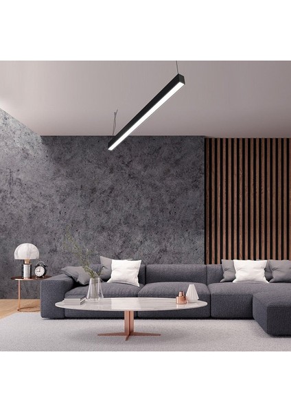 7143 100 cm Linear Modern LED Avize Siyah Sarkıt Armatür Aydınlatma 4000K ( Lineear )