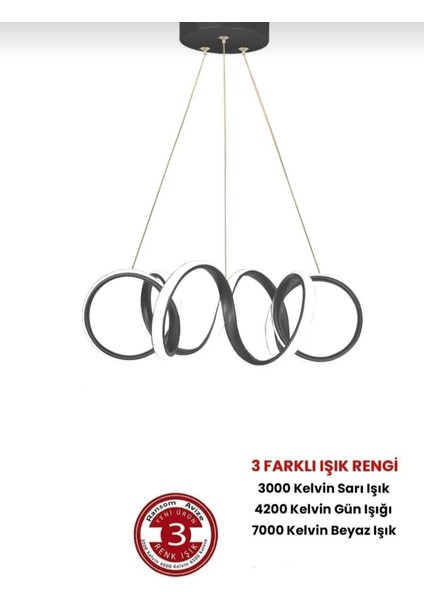 Kıvrım Modern Sarkıt LED Ultra 3 Renk Avize