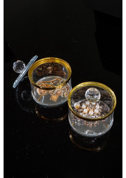 El Yapımı Şık Cam Mücevher ve Takı Kutusu, 2 Adet, Dekoratif ve Kullanışlı modelleri