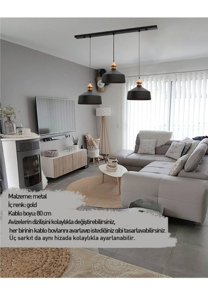 Üçlü Köşeli Siyah Sarkıt Lamba Yemek Masası Oturma Odası Mutfak Salon Otel Showroom fiyatları