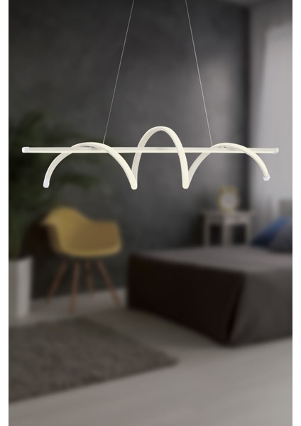 Pane Krem Modern LED Avize Beyaz Işık Salon Mutfak Oda Hol Ledli Avize Yemek Masası LED Avize