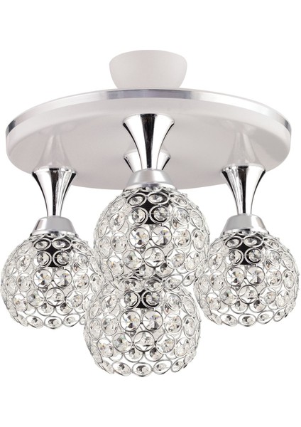 Defne 4 Lü Profenyal Tepsi Beyaz Krom Yaldızlı Kristal Top Lüks Salon Avizesi 35 Lik modelleri
