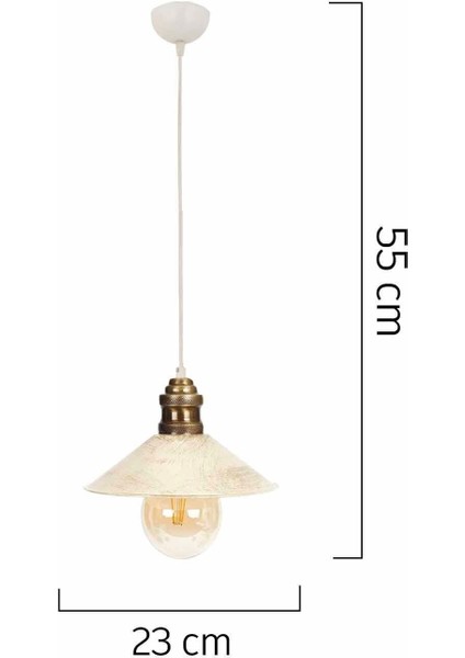 Gönen Tekli Beyaz Patinalı Modern Retro Sarkıt Mutfak Salon Avize
