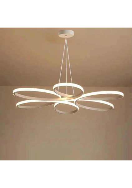 Nipul Beyaz Sarkıt Modern Ultra Süper 3 Renk Işıklı Ledli Avize