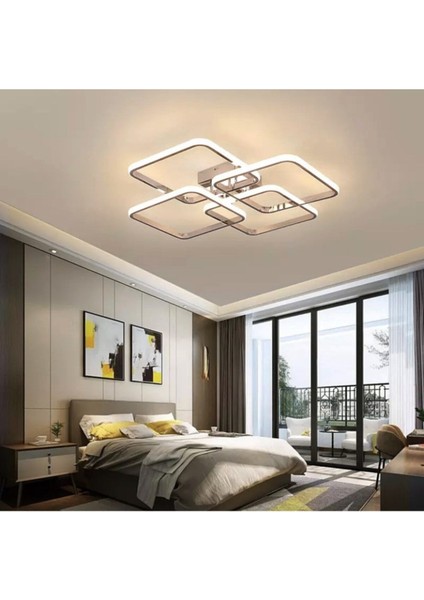 Modern Plafonyer LED Avize Krom Kare Gün Işığı/ Sarı / Beyaz