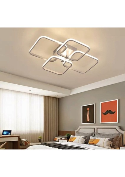 Modern Plafonyer LED Avize Krom Kare Gün Işığı/ Sarı / Beyaz