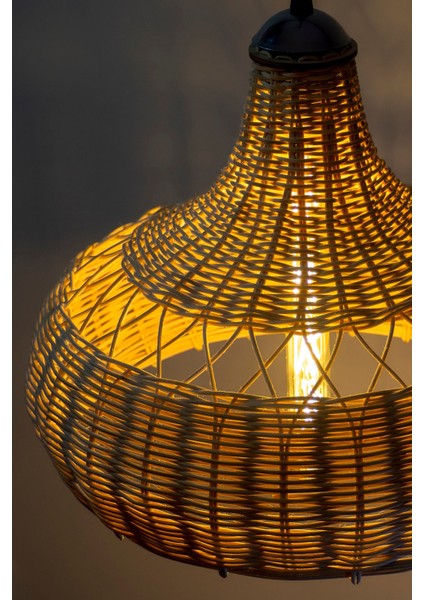 Hasır Avize Doğal Bambu Rattan Cloud: 35CM