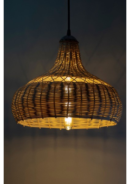 Hasır Avize Doğal Bambu Rattan Cloud: 35CM