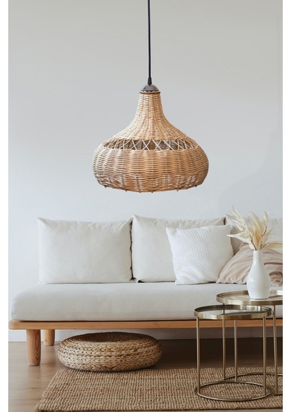 Hasır Avize Doğal Bambu Rattan Cloud: 35CM