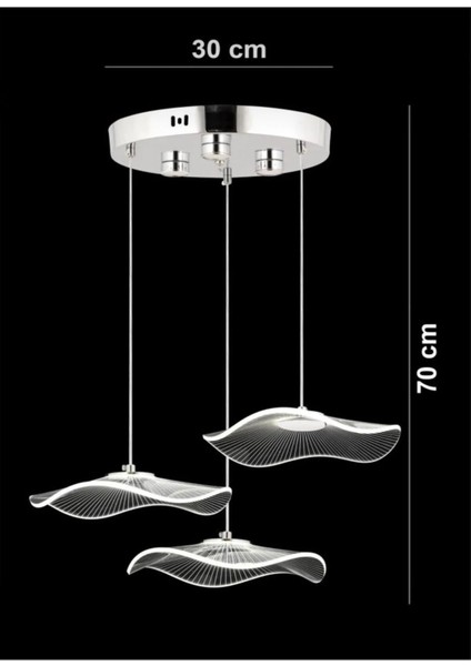 Modern Tasarım Jellyfish 3 Renk Kademeli Işık Üçlü Sarkıt LED Avize Krom Gümüş Gövde