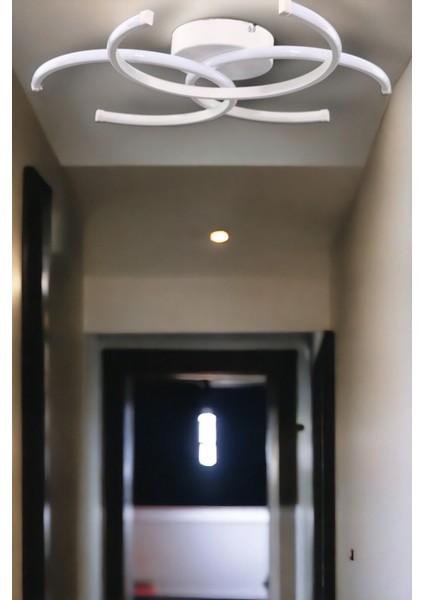 Noris Modern Tasarım Beyaz Renk Salon Mutfak Hol Beyaz LED 3 Lü Avize