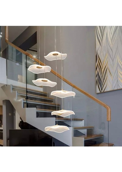 Luxury Exclusive Altılı Yuvarlak Sarkıt LED Avize Jellyfish Gold Sarı 6'lı Ledli Avize