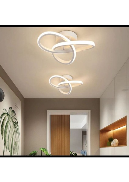Dönence Modern Tekli Beyaz Plafonyer LED 3 Renk Power Ledli Salon Mutfak Oda Hol Ledli Avize