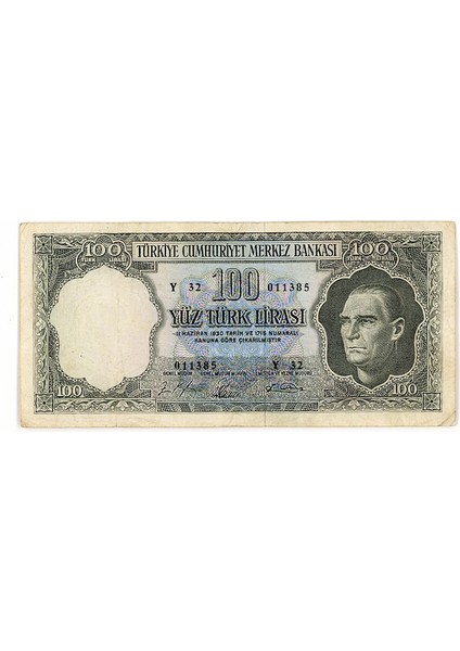 5. Emisyon 5.tertip 100 LIRA1964-76 Çt Banknot