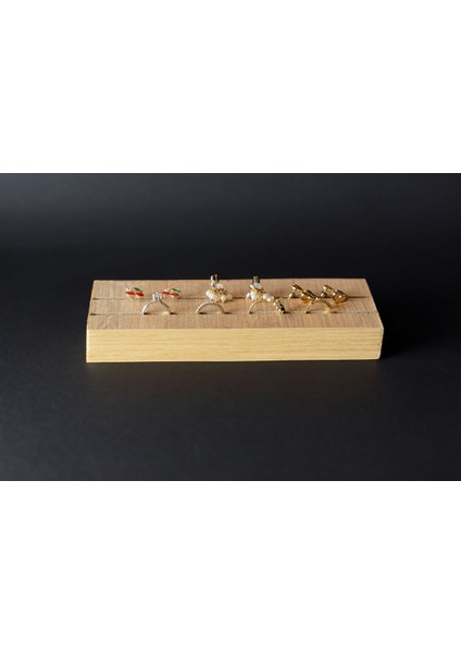 Kahverengi Ahşap Takı Organizeri, Yüzük ve Küpe Saklama Kutusu