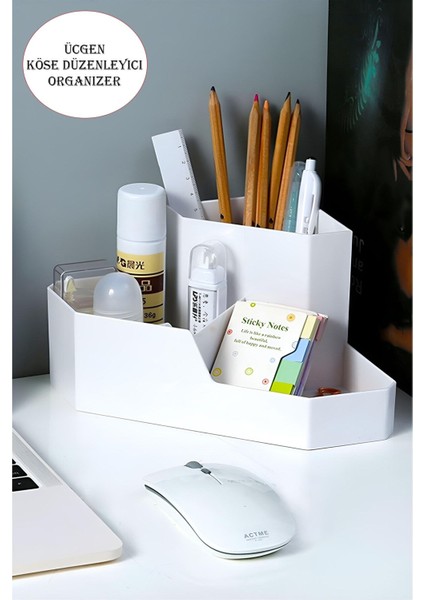 Çok Amaçlı Üçgen Köşe Düzenleyici, Beyaz Makyaj Organizer