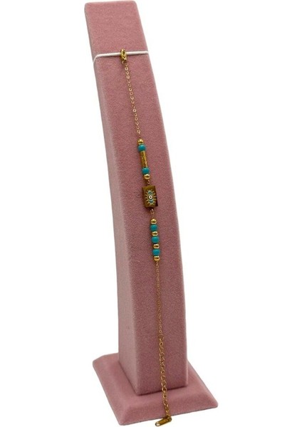 Pembe Dik Bileklik Standı 23 Cm, Şık ve Kullanışlı Aksesuar Düzenleyici