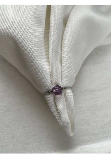 Ametrin Taşı Ayarlanabilir Çelik Tel Yüzük El Yapımı