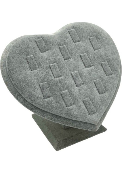 Gri Renk Kalp Yüzük Standı, Şık ve Zarif Tasarım, Mükemmel Uyum Sağlar