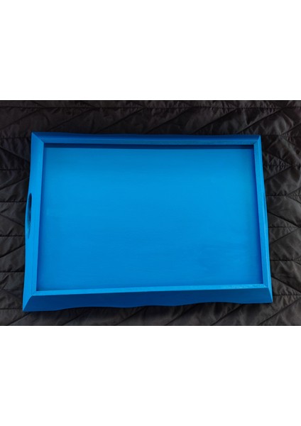 Ahşap Mavi Beyaz Çay Kahve Sunumluk Tepsi modelleri