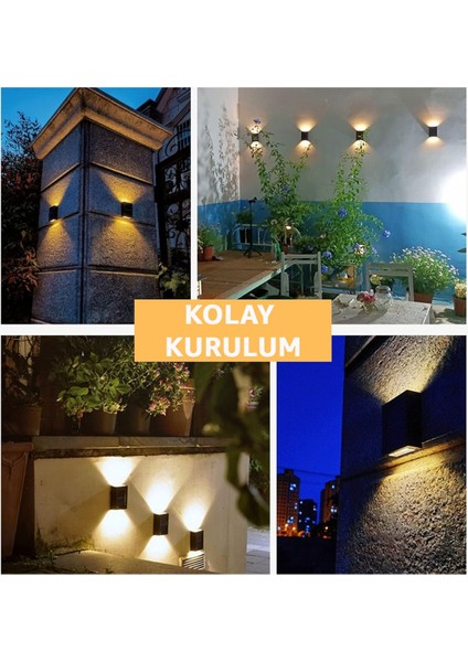 Güneş Enerjili Bahçe Aydınlatması, Çift Taraflı LED Duvar Lambası, Sarı Renk modelleri
