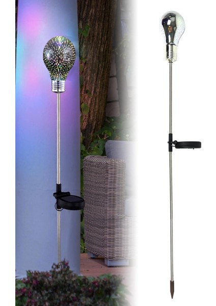 Güneş Enerjili Ampul Şekilli 3D Solar Aydınlatma 85CM, Enerji Tasarruflu Dış Mekan Işığı