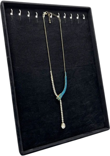 Yerli Süet Kumaş Siyah Ayaklı Kolye Sergileme Standı 34X24 cm