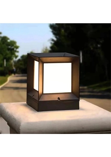 Beyaz Dekoratif Kare Küp Set Üstü Bahçe Aydınlatma Armatürü