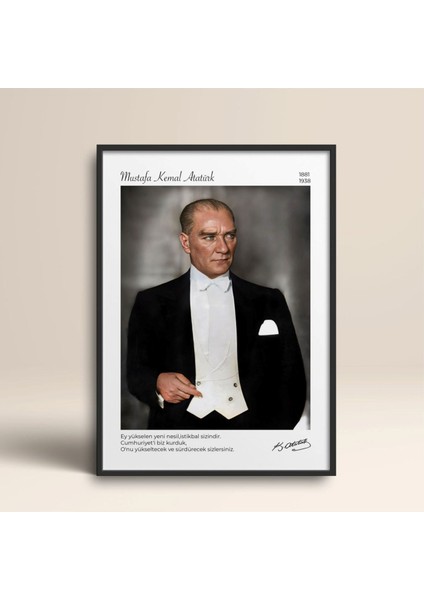 Tekli Çerçeveli Atatürk Portresi Poster Tablo ATA012 fiyatları