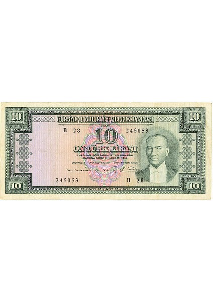 5. Emisyon 6. Tertip 10 Lira 1963 Ççt Banknot