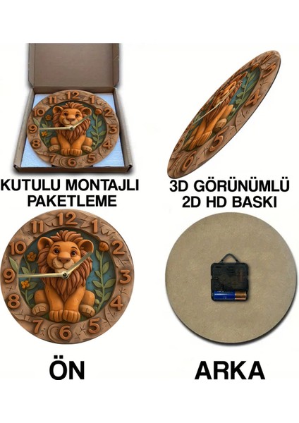 Beyaz Ahşap Yuvarlak Duvar Saati, Kuvars Hareketli, 3D ve 2d Görünümlü, Çocuk Odası Için indirimleri