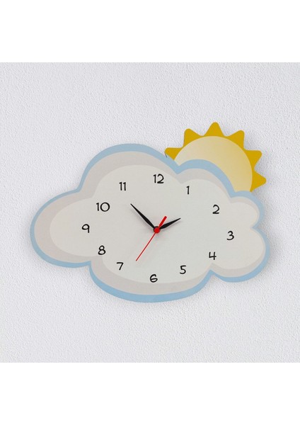 Rüya Güneşi Bulut Dekoratif Çocuk Odası Duvar Saati, Beyaz fiyatları