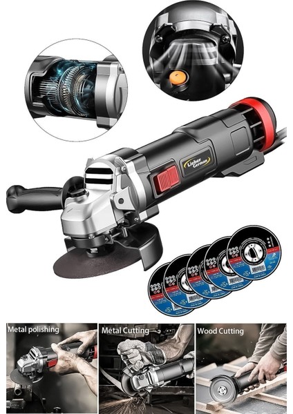 2000W Bakır Sargı Çelik Dişli 115MM Taşlama Spiral Makinesi 5 Taş Hediye