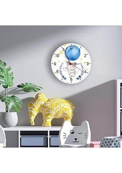 Renkli Çocuk ve Bebek Odası Sessiz Dijital Duvar Saati 28CM