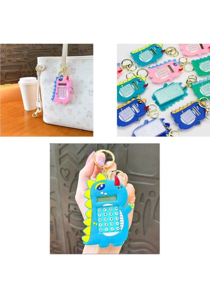 Mini 8 Haneli Hesap Makineli Labirent Oyunlu Dinazor Anahtarlık (1 Adet) (Ebat: 9,3 cm x 5,9 Cm)