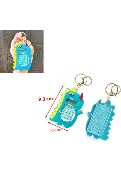 Mini 8 Haneli Hesap Makineli Labirent Oyunlu Dinazor Anahtarlık (1 Adet) (Ebat: 9,3 cm x 5,9 Cm)