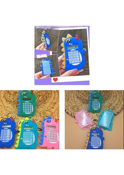 Mini 8 Haneli Hesap Makineli Labirent Oyunlu Dinazor Anahtarlık (1 Adet) (Ebat: 9,3 cm x 5,9 Cm)